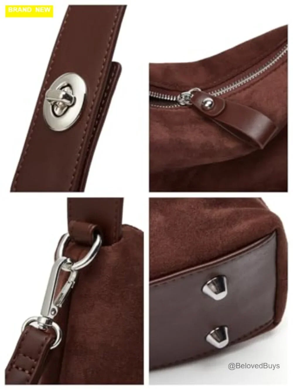 Suede Velvet Hobo Shoulder Bag Crossbody Purse Tote